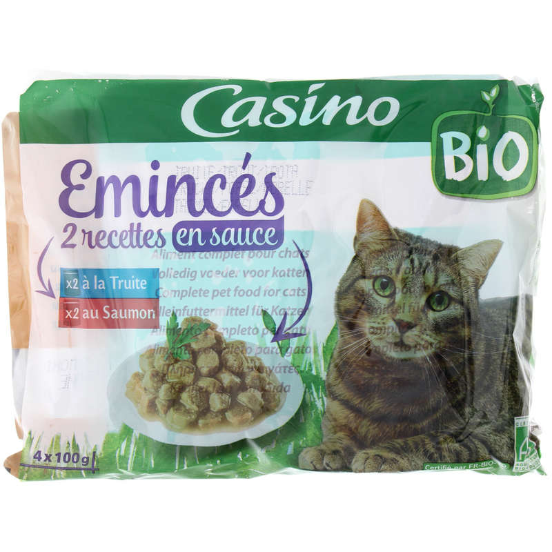 CASINO BIO Emincés en sauce pour chat - Truite - Saumon - Bi...