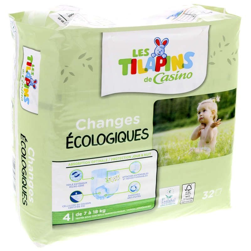 LES TILAPINS Changes bébés - Ecologiques - Taille 4 - De 7 à...