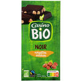 CASINO BIO Tablette chocolat - Noir - Noisettes en