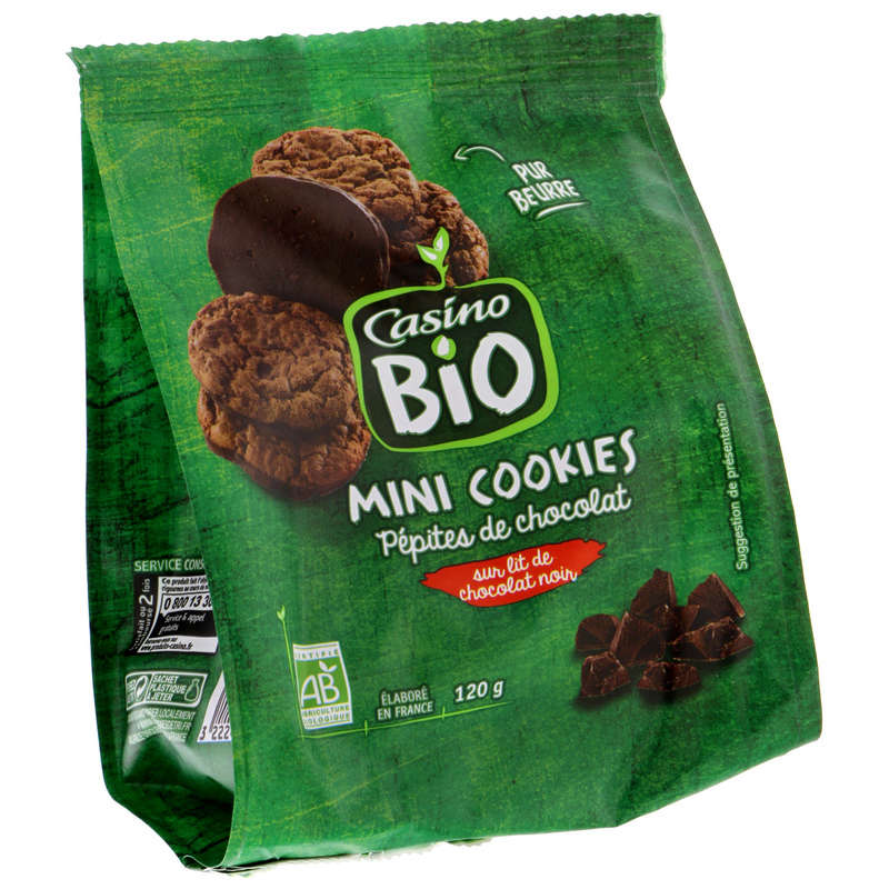 CASINO BIO Mini cookies - Chocolat noir