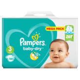 Pampers - Baby Dry - Couches Taille 3 (5-9 kg/Midi) - Mega Pack (x100 couches)