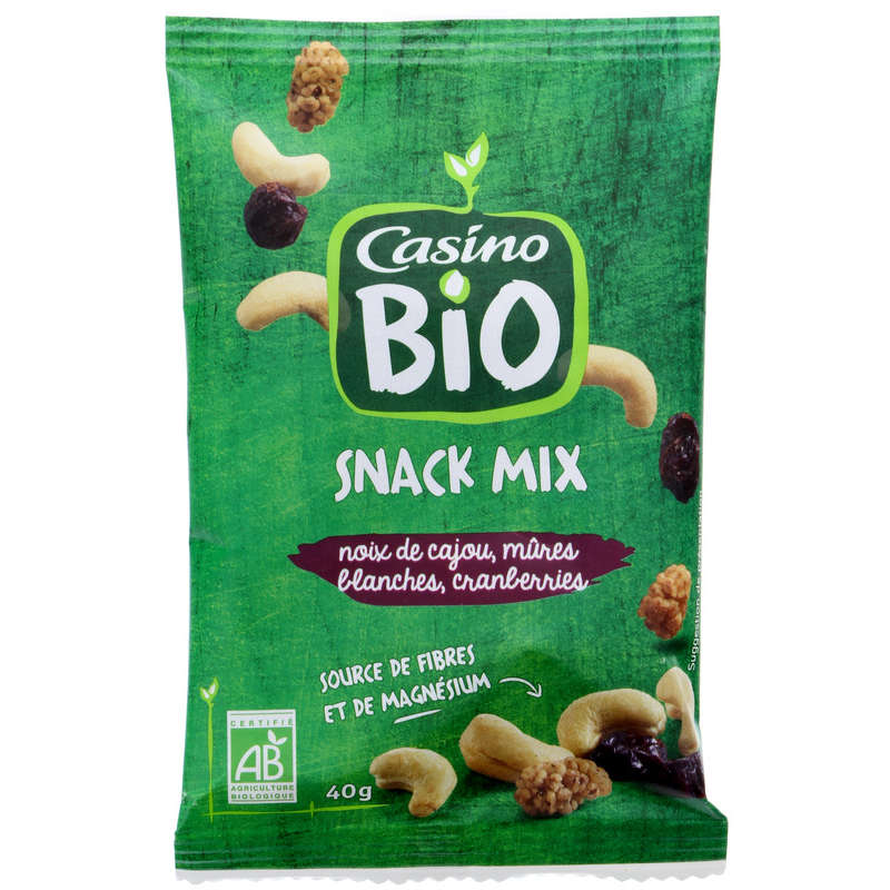 CASINO BIO Snack mix - Noix de cajou - Mûres blanches - Cran...