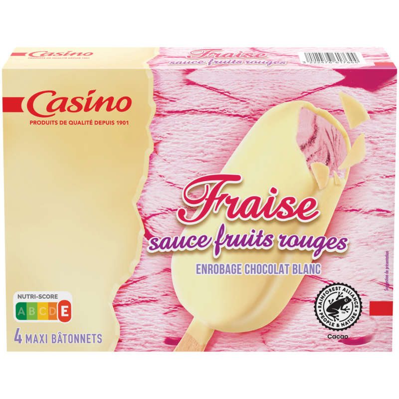 CASINO Bâtonnet glacé - Fraise sauce fruits rouges - Enrobag...