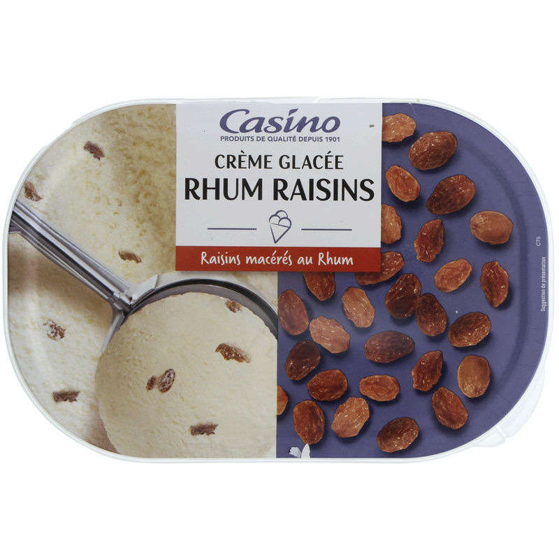Crème glacée rhum raisins