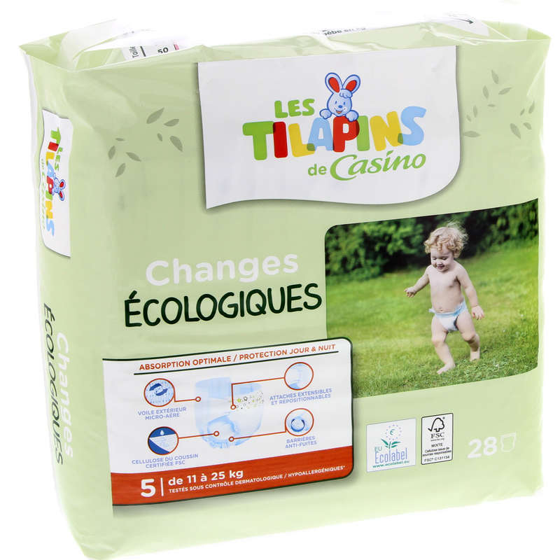 LES TILAPINS Changes bébés - Ecologiques - Taille 5 - De 11 ...