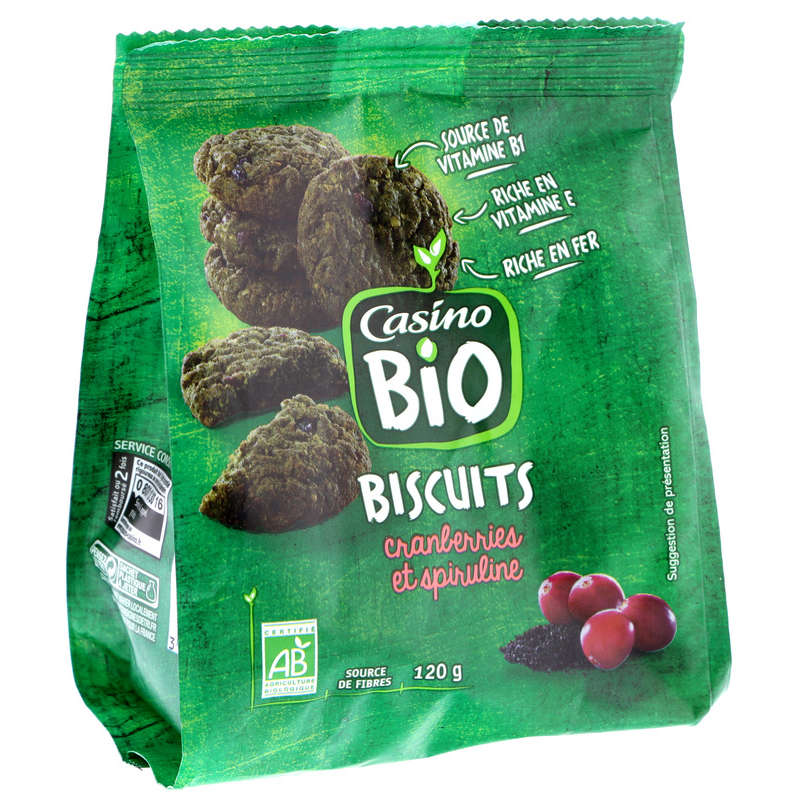 CASINO BIO Biscuits - Cranberries et spiruline - Biologique
