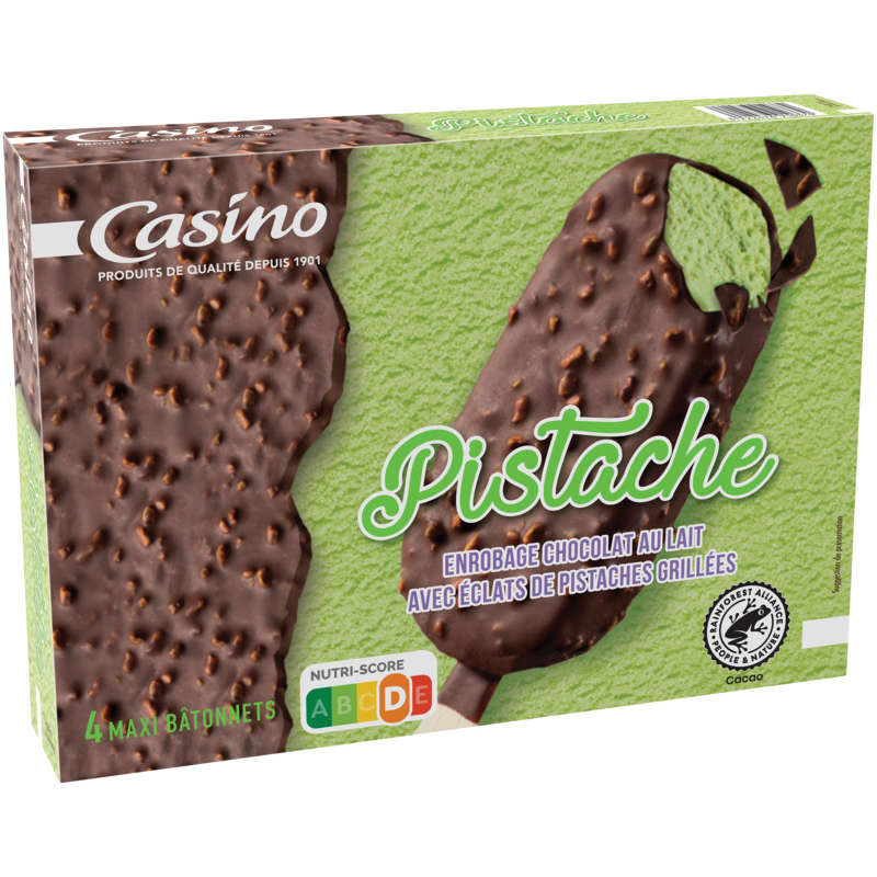 CASINO Bâtonnet glacé - Pistache - x4