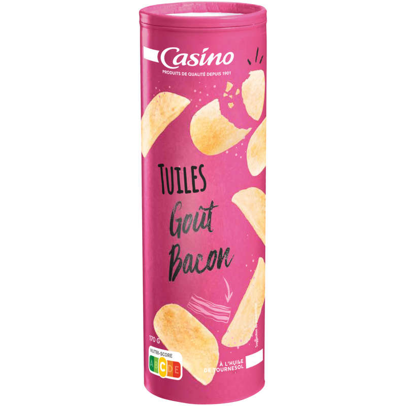 CASINO Tuiles - Biscuits apéritifs - Goût bacon