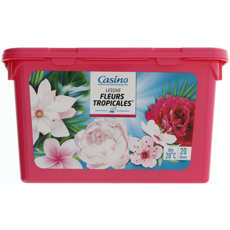 CASINO Lessive capsules - Parfum fleurs tropicales - 20 lava...