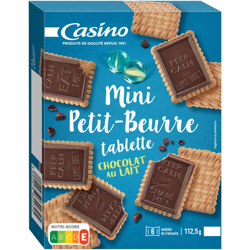 CASINO Mini petit beurre - Tablette - Chocolat au lait
