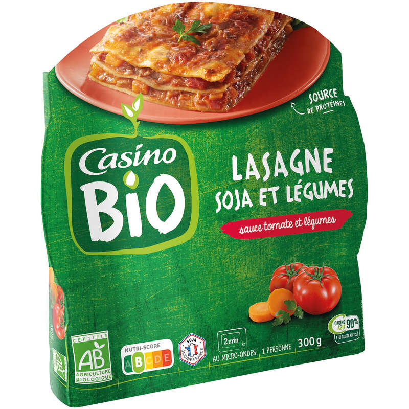 CASINO BIO Lasagne soja et légumes - Biologique