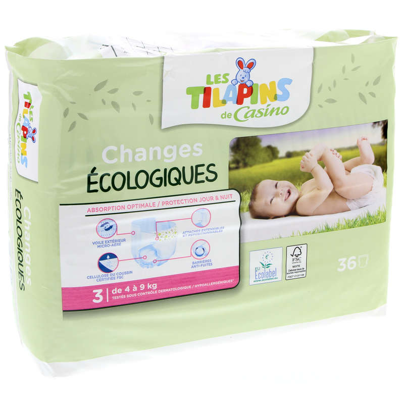 LES TILAPINS Changes bébés - Ecologiques - Taille 3 - De 4 à...