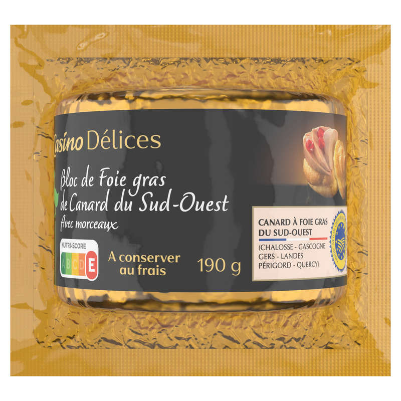 Bloc de foie gras de canard du Sud-Ouest - 30% mor
