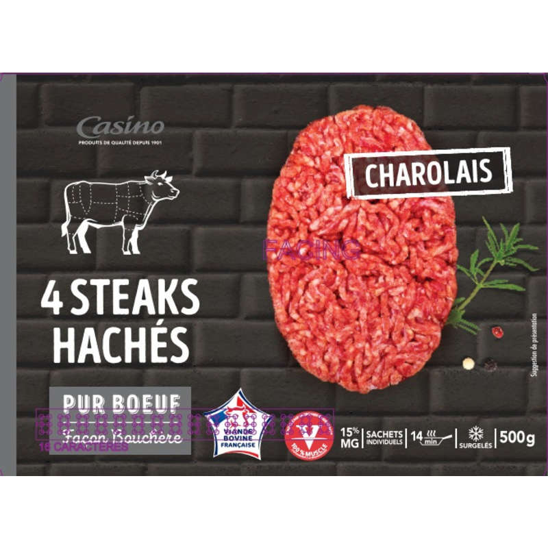 CASINO Steaks hâchés - Pur œuf charolais - Façon bouchère - ...