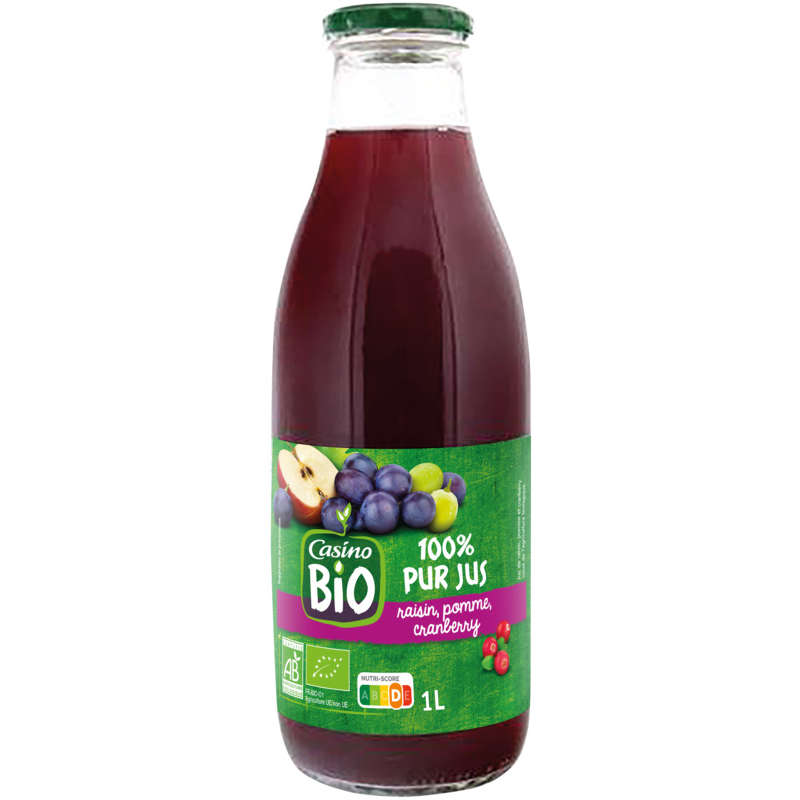 Bio - 100% Pur jus - Raisin Pomme Cranberry