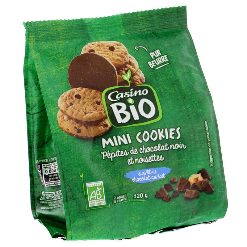 CASINO BIO Mini cookies - Chocolat lait