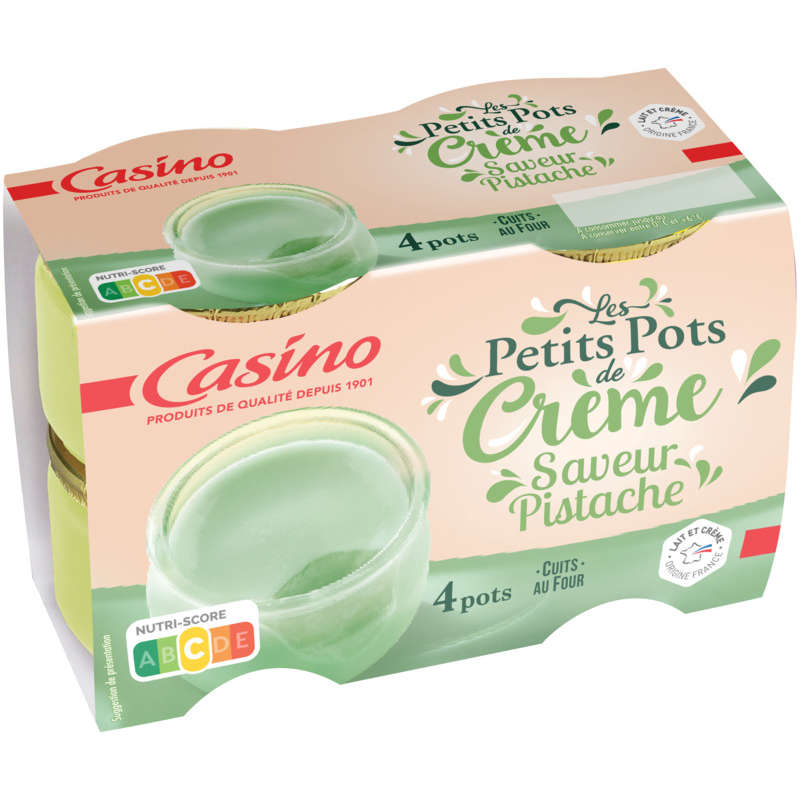 CASINO Petits pots de crème - Saveur pistache - Cuit au four...