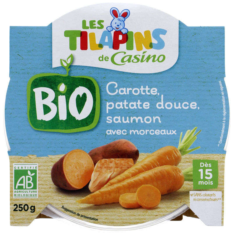 LES TILAPINS BIO Carotte patate douce saumon - Avec morceaux...