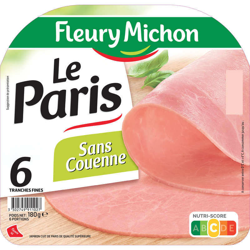 Fleury Michon Jambon de Paris sans sel nitrité, 180g