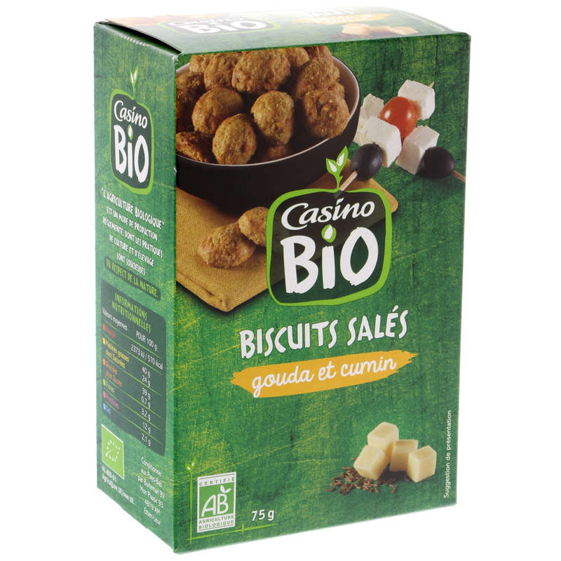 CASINO BIO Biscuits salés - Gouda - Cumin - Biologique