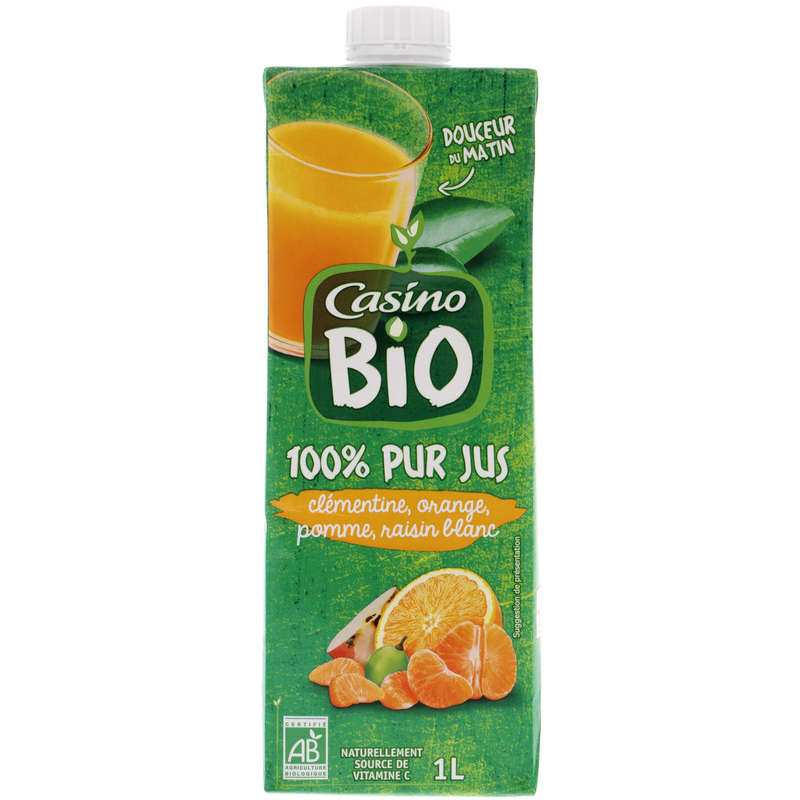 CASINO BIO Pur jus - Douceur du matin - Clémentine - Orange ...