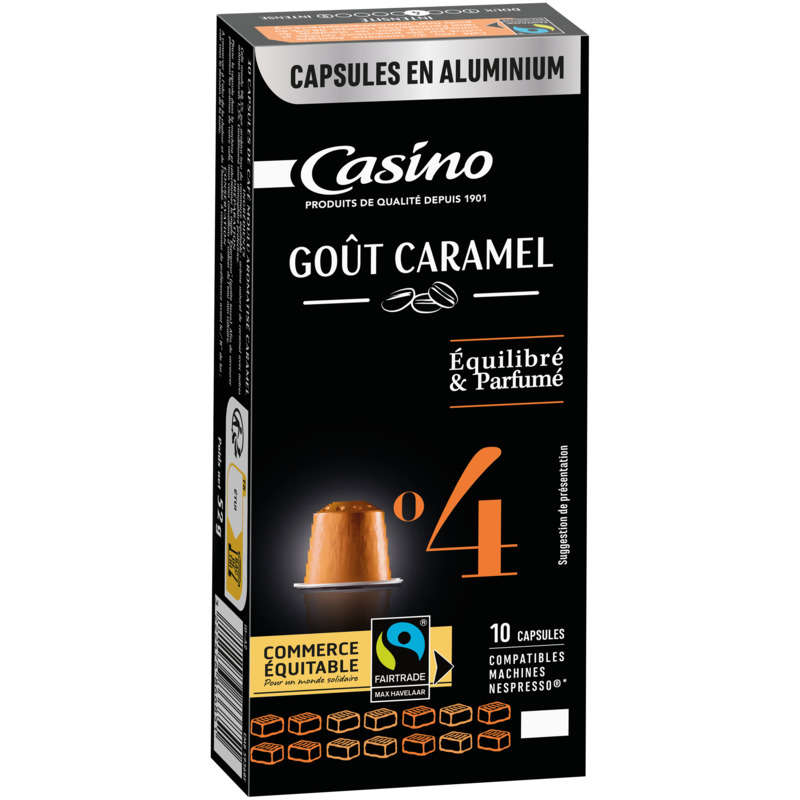 CASINO Capsules de café - Aromatisé au caramel - N°4 - Compa...