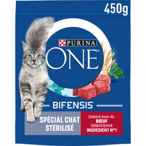 One chat stérilisé boeuf et blé 450g