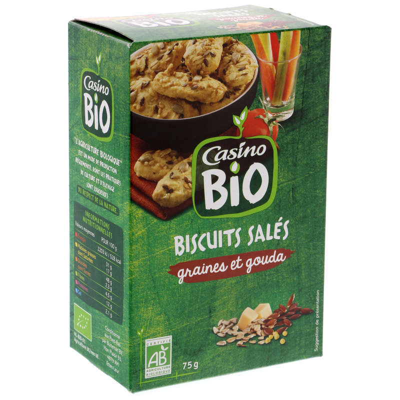 CASINO BIO Biscuits salés - Graines - Gouda - Biologique