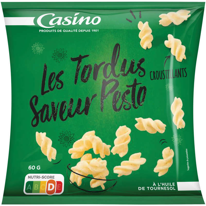 CASINO Les tordus - Biscuits apéritifs - Saveur pesto