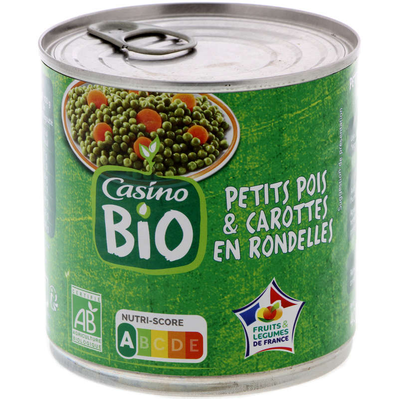 CASINO BIO Petits pois carottes - Rondelles - Biologique