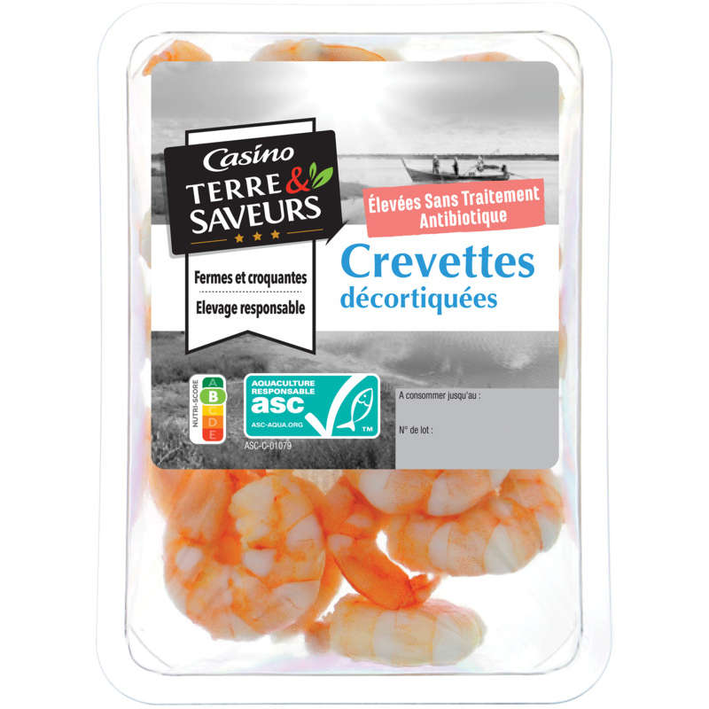 CASINO TERRE ET SAVEUR Crevettes décortiquées cuit