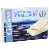 CASINO Cœur de filets de cabillaud - 2 cœurs 250g