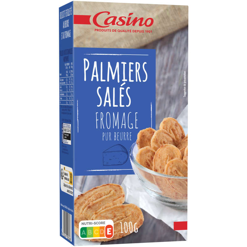 CASINO Palmiers salés - Biscuits apéritifs - Fromage