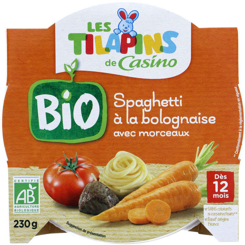 LES TILAPINS BIO Spaghetti à la bolognaise - Avec morceaux -...