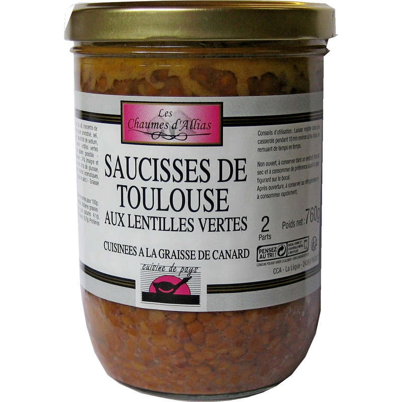 LES CHAUMES D'ALLIAS Saucisses de Toulouse aux len