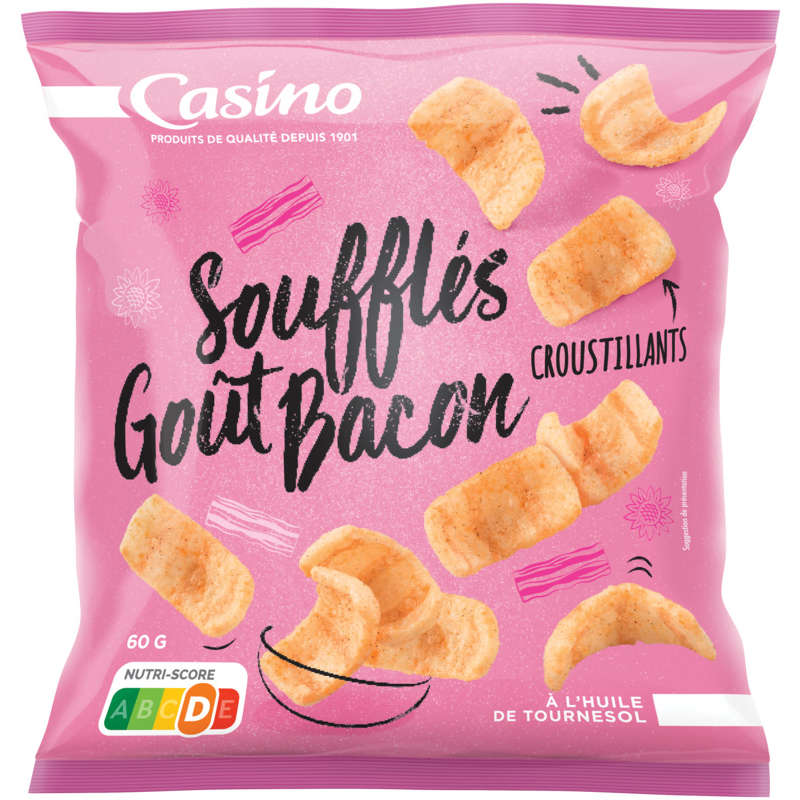 CASINO Soufflés - Biscuits apéritifs - Goût bacon
